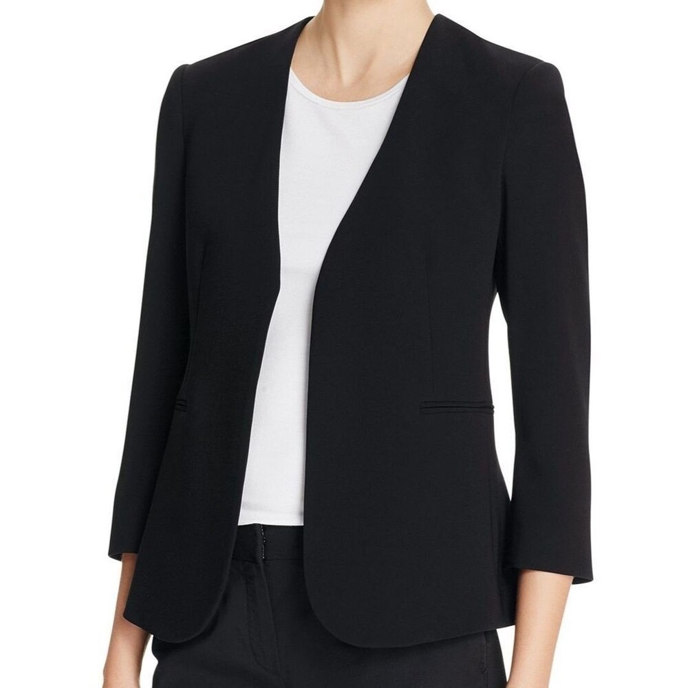 Theory Lindrayia Women Traceable Wool Collarless Jacket Blazer NWT size 6 Black